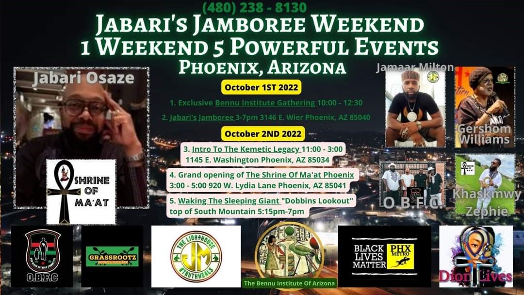 Jabari’s Jamboree Weekend on October 1-2 to Celebrate Grand Opening of Shrine Of Ma’at Phoenix