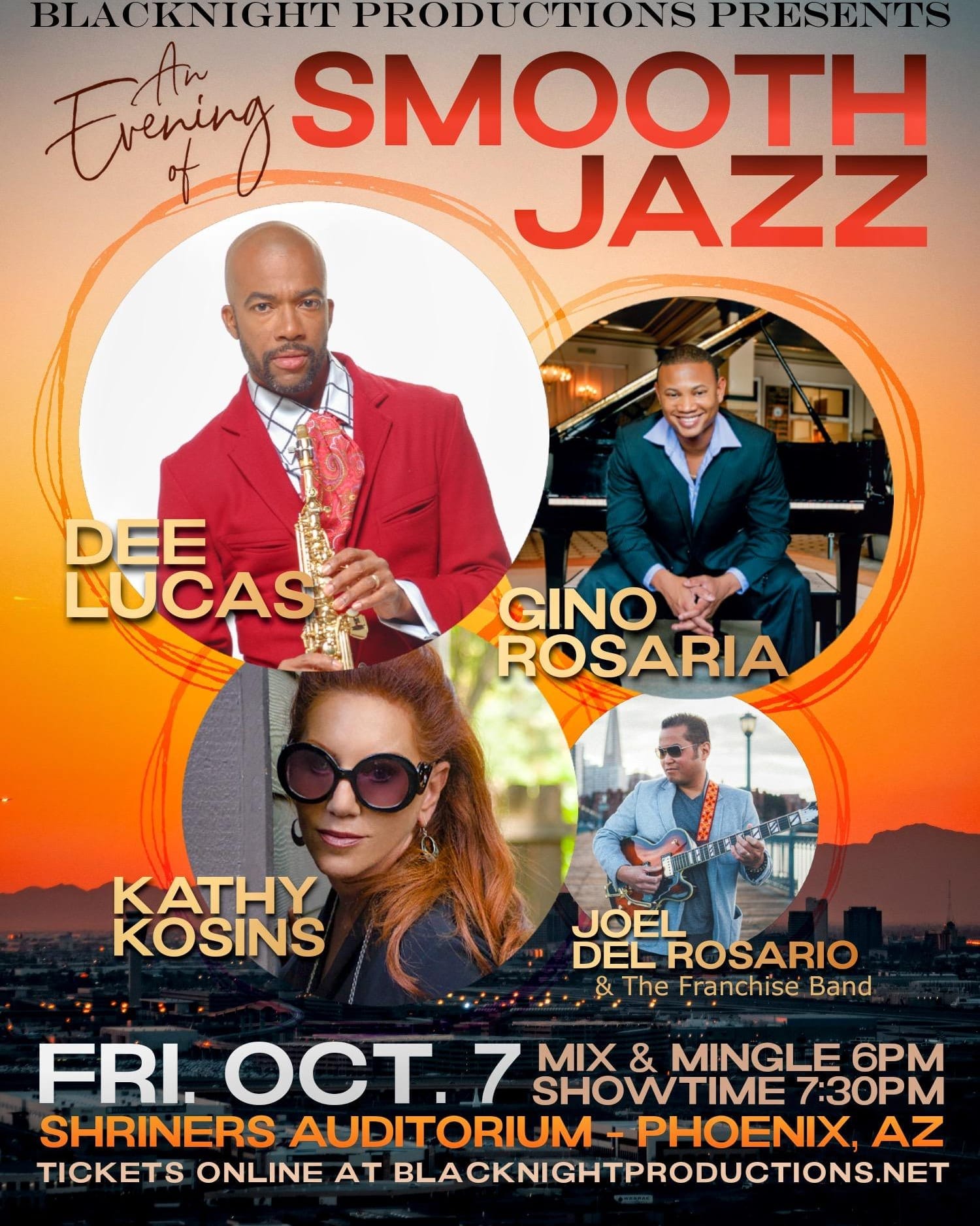An Evening of Smooth Jazz in Phoenix with Dee Lucas, Gino Rosaria, Kathy Kosins, Joel Del Rosario with The Franchise Band on October 7